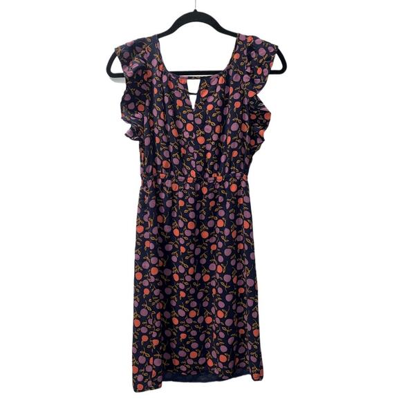 Fossil Keyhole Mini Dress Flutter Sleeves Navy Blue,Purple,Orange Womens Size XS - Picture 2 of 16